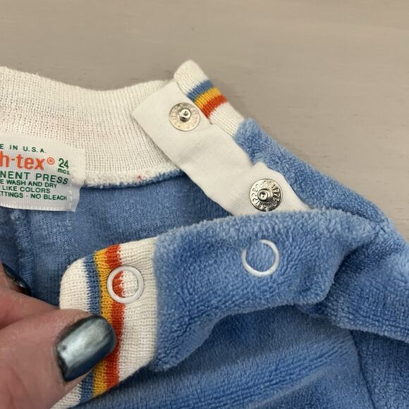 Vintage Healthtex Romper Velour Size 24 Months Duck Applique USA MCM Kids - Picture 7 of 13